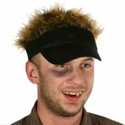 Fun Hair Visor (Black W/Brown) Adult