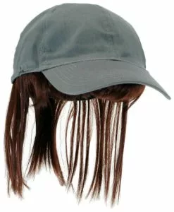Adult Gray Baseball Cap With Brown Bangs
