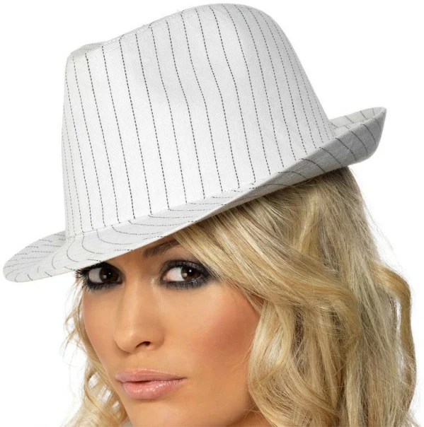 White Gangster Hat Deluxe Adult 1 White Gangster Hat Deluxe Adult