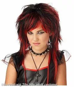 Black And Red Rebel Wig