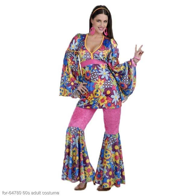 Hip Flower Child Hippie Adult Costume 1 Hip Flower Child Hippie Adult Costume